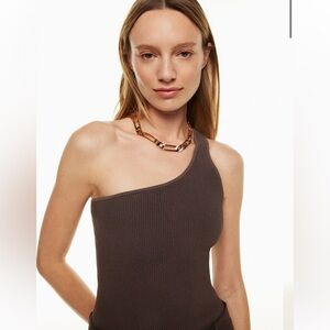 Babaton Cream Sculpt Knit One-shoulder Tank , Women’s Size Small